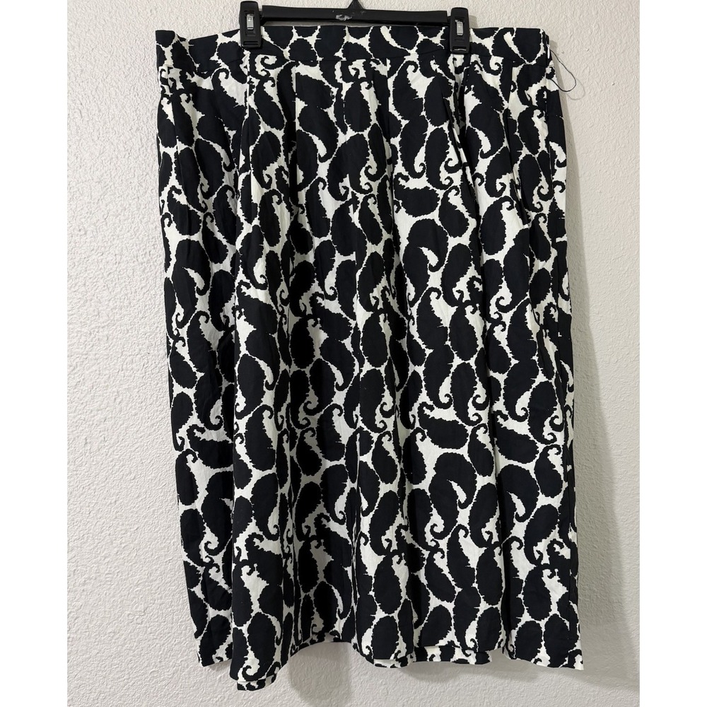 Talbots Plus Sz 20 Women's Midi Skirt Dressy Formal Black White New